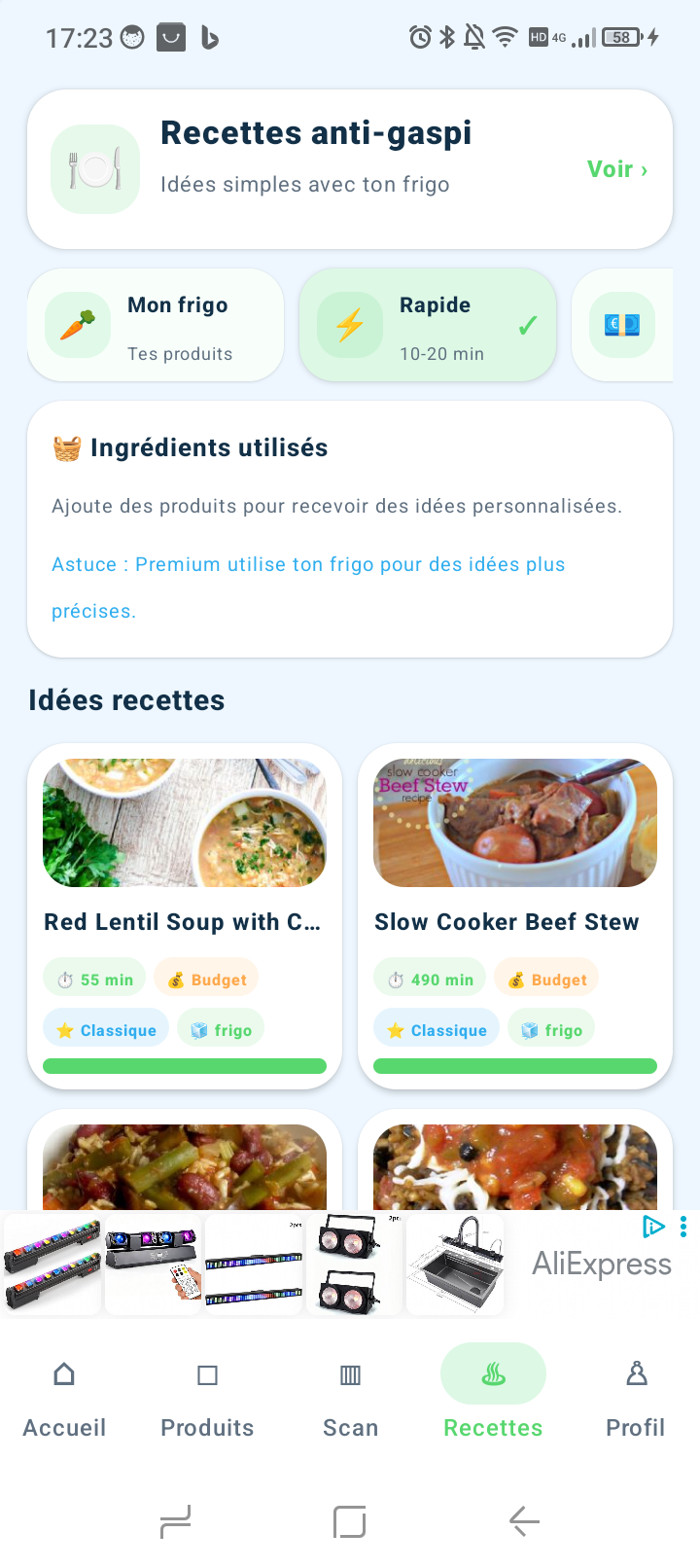 Rubrique Recettes anti-gaspi de FreshScan