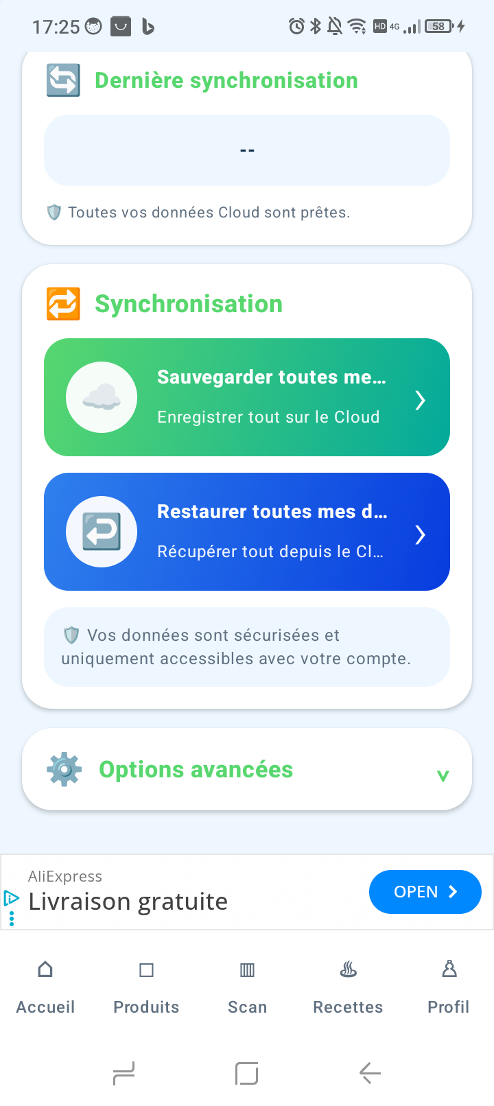 Sauvegarder et restaurer les données FreshScan Cloud