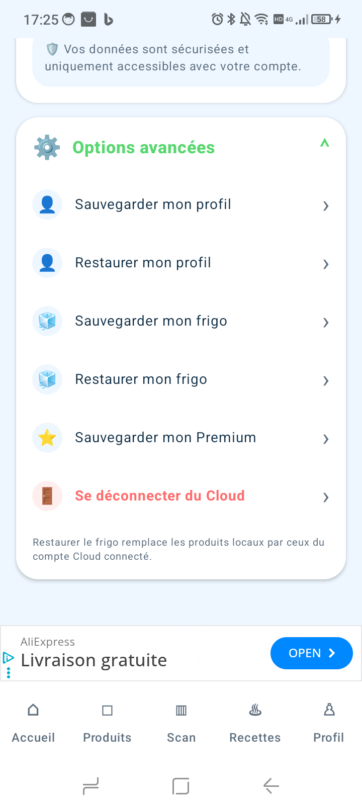 Options avancées de FreshScan Cloud